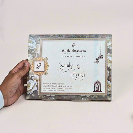 Mr. & Mrs. Stylish Premium Wedding Invitation Box Card | Modern Elegant Design for Couples