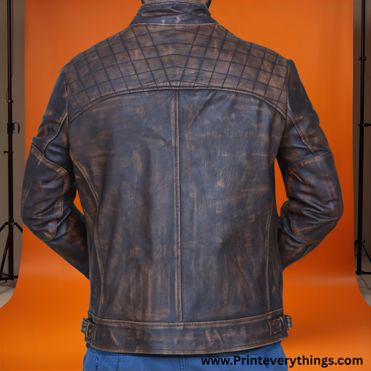 PRINTEVERYTHINGS Men’s Textured Brown Leather Jacket | Premium Design | Warm & Luxurious